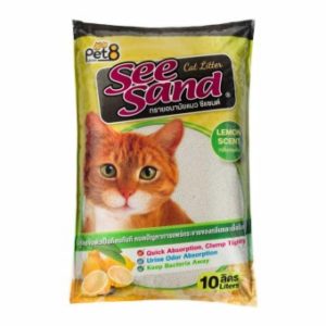 เพ็ทเอท (Pet 8) ทรายแมว อนามัยแมว ซีแซนด์ กลิ่นเลมอน 10 ลิตร​